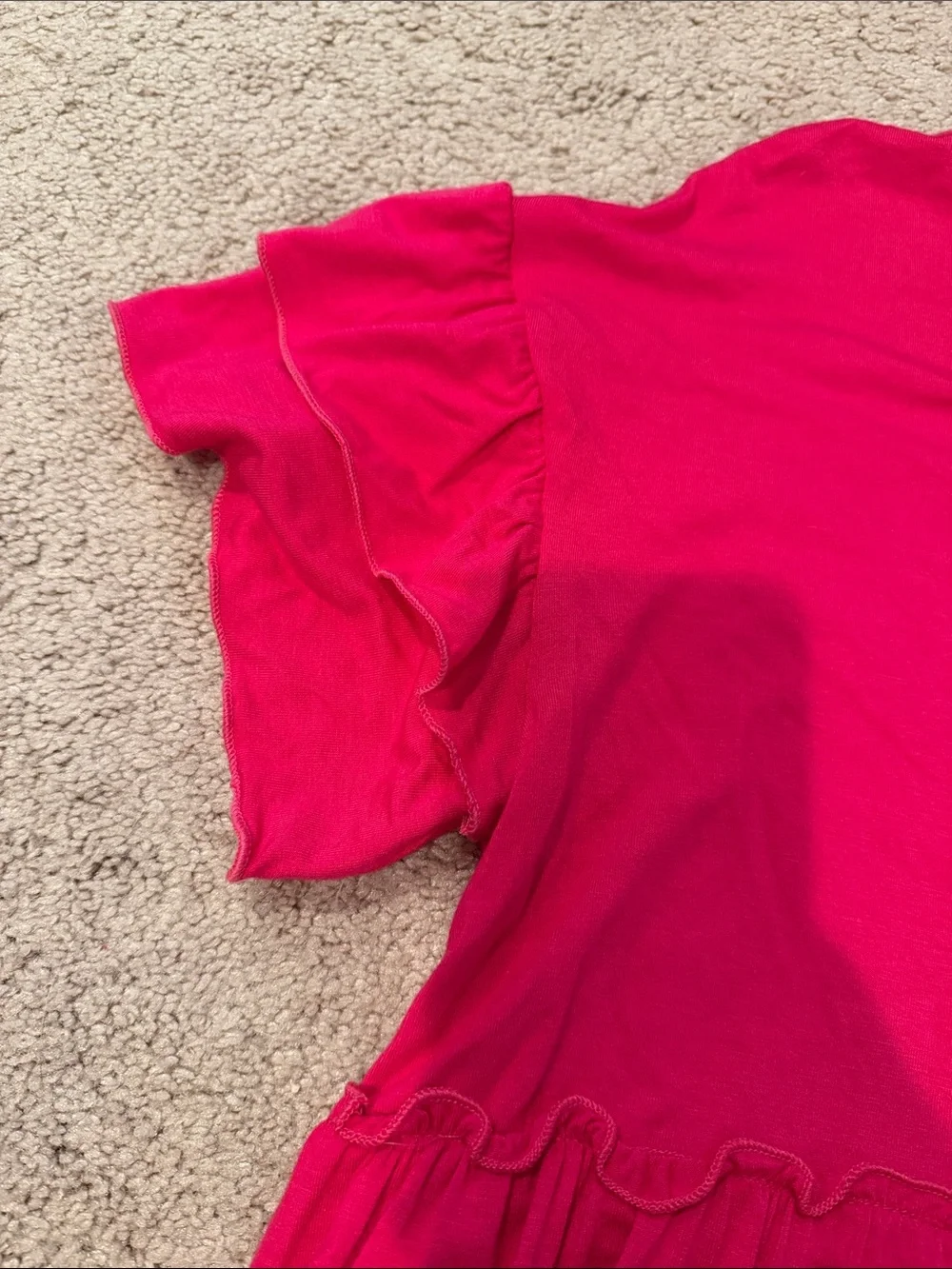 Moa moa girls Ruffle-Hem hot pink Short Sleeve Top sz youth large nwt